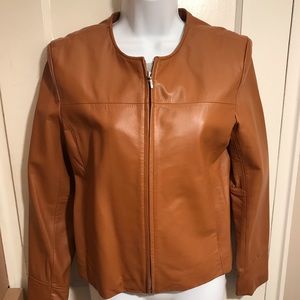 Beautiful Apostrophe Genuine Leather Jacket (Brown)